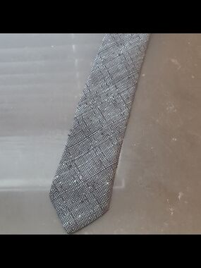 BBB N.Y.C. Men's Black & Gray Geometric Pattern Woven Necktie Skinny Tie